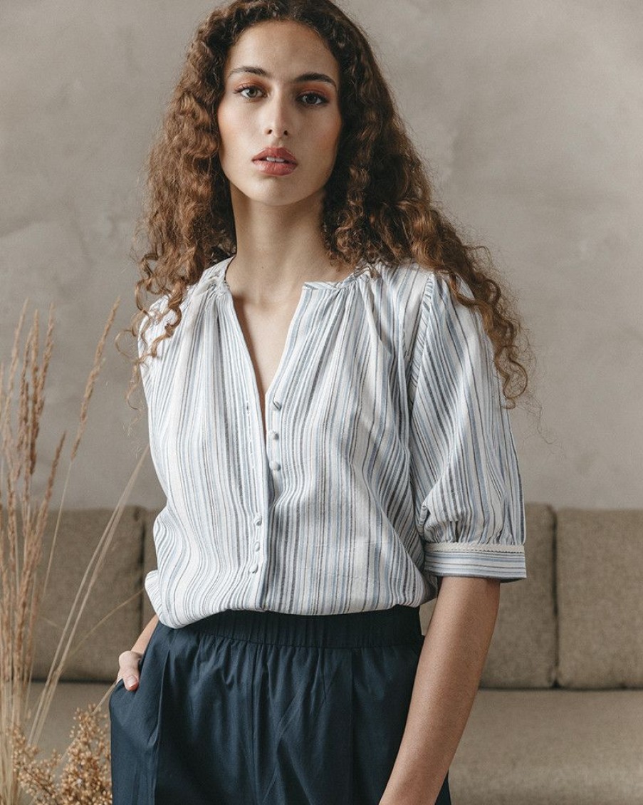 Blouses & Chemises Grace & Mila | Blouse Ilona Bleu