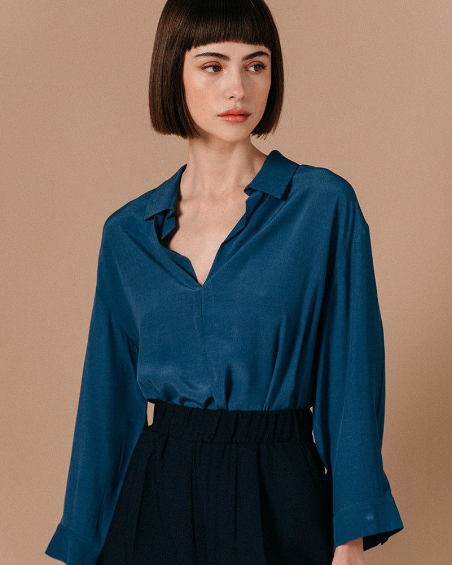 Blouses & Chemises Grace & Mila | Blouse Linzy Bleu