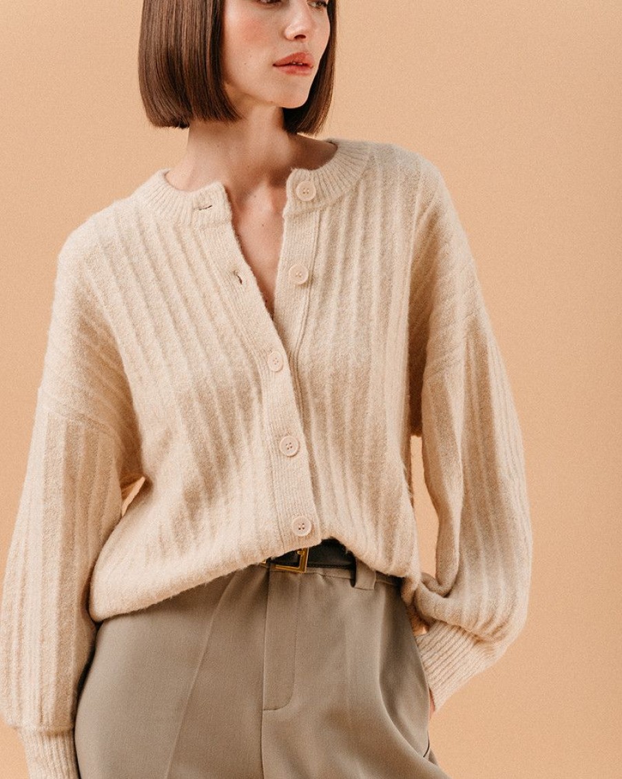 Pulls & Cardigans Grace & Mila | Cardigan Louve Beige